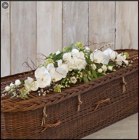 White and Green Eco-friendly Casket Tribute