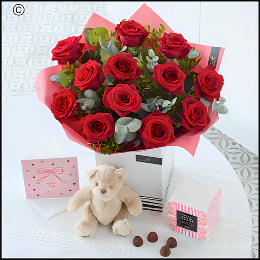 12 Red Roses Gift Set