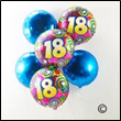 Bouquet of balloons with number '18' on a white background