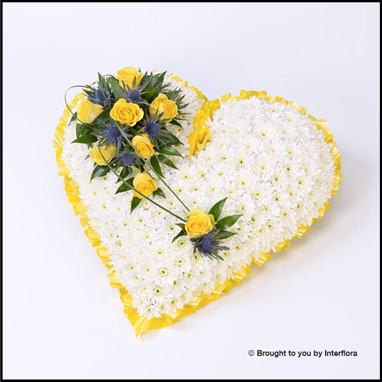 Classic White Heart with Roses - choose Rose colours